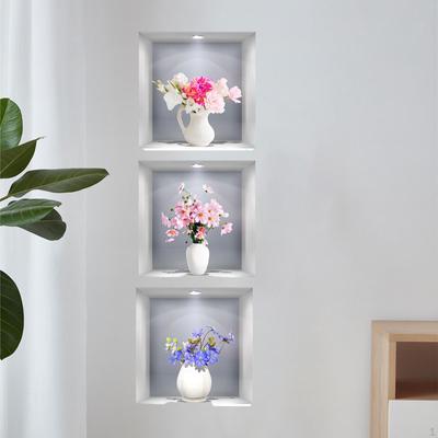 3Pcs Wall Sticker Decal Peel and Stick Self Adhesives DIY Mural Flower Design for Bedrooms