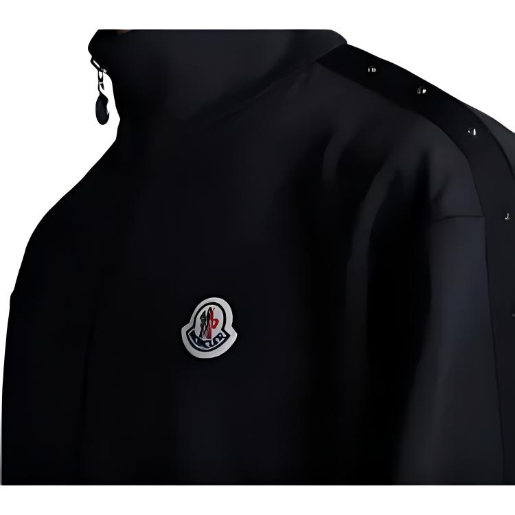 Moncler Ss22 Solid Color Stand Collar Zipper Stud Detail Long Sleeve Jacket Sweatshirt Men jackets Black H20918G00003899A1999