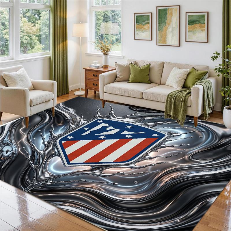 Atletico Madrid Design Crystal Velvet Rug Soft Decorative Mat for Bedroom Entrance