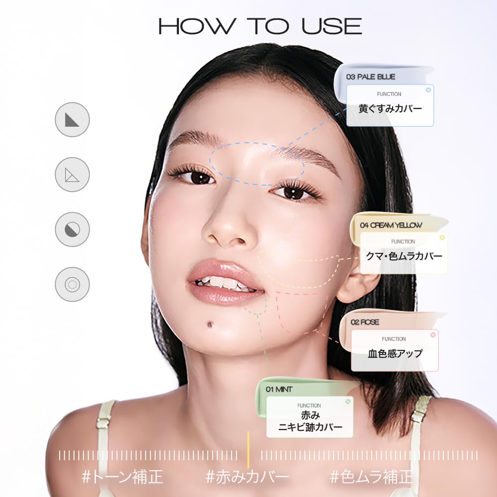 VDL Tone Stain Color Correcting Primer 01 Mint SPF33 Makeup Base for Acne and Uneven Skin Tone Korean Cosmetics 13ml Mini Size Trial PA++ Redness,