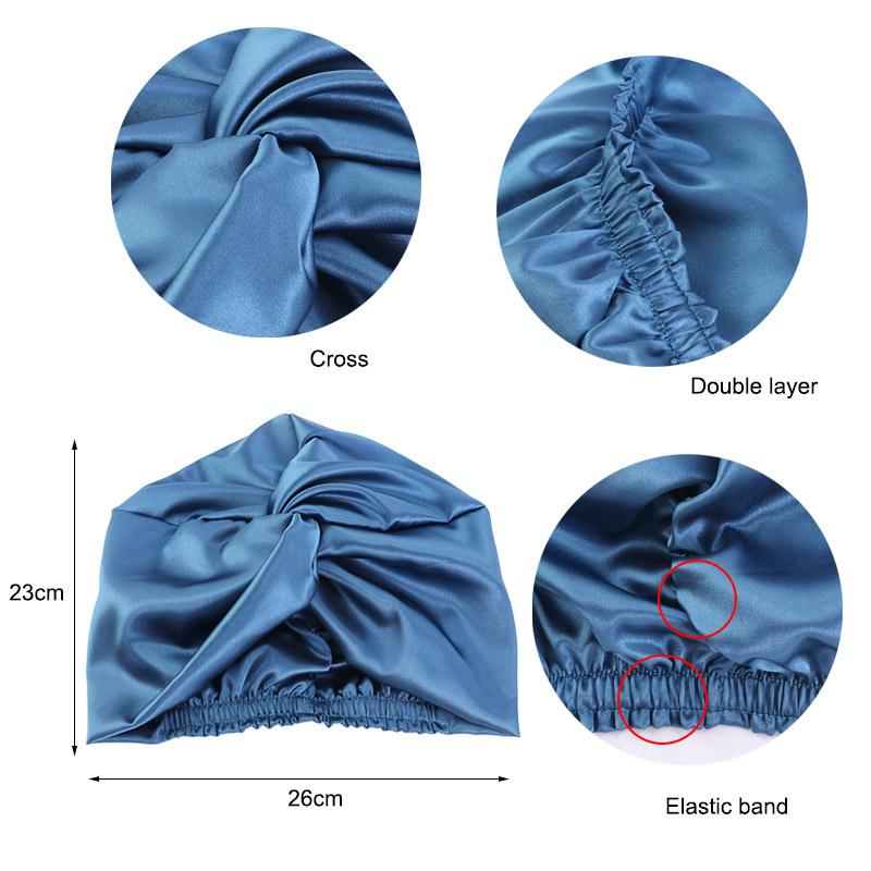 Cappellino da Notte a Doppio Strato in Seta Sintetica, Cuffia a Nodo Intrecciato, Cuffia da Doccia, Foulard per Bellezza e Trucco, Fascia per Capelli