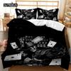 Skull Duvet Cover Set Rose Floral Twin Bedding Set Printed Valentine's Day Halloween Skull Gothic Skeleton Polyester Qulit Cover