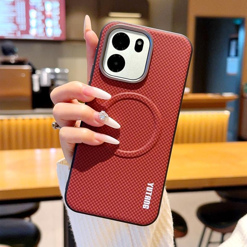 

For OnePlus 1+ Turbo 6 &Turbo 6V Case Magnetic Carbon Fiber Texture PU Leather Skin Protective Back Metal Lens Button Soft Cover PU Leather&Oneplus Turbo 6V