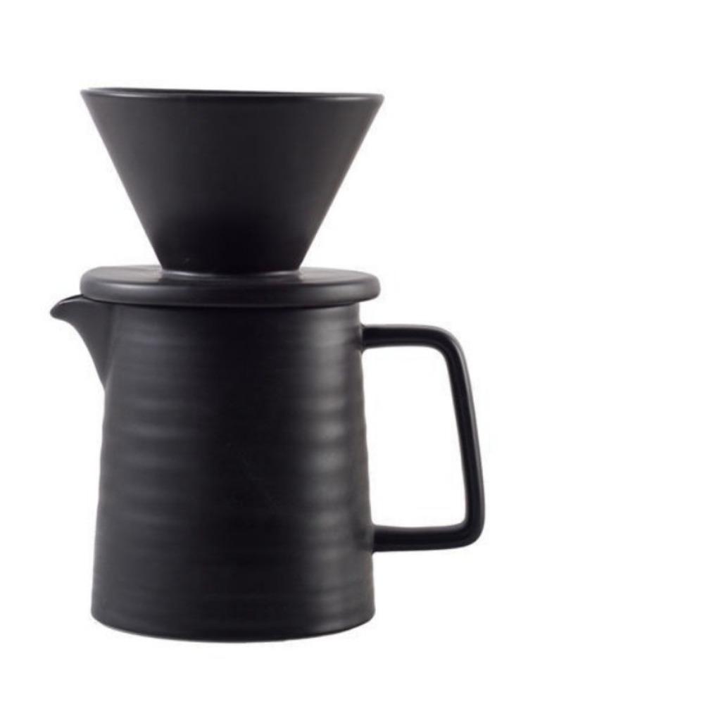 2-piece Porcelain Hand-pour Coffee Maker Set with Cups, Hand-pour Cone Drip Coffee Maker, Microwave-safe and Dishwasher-safe