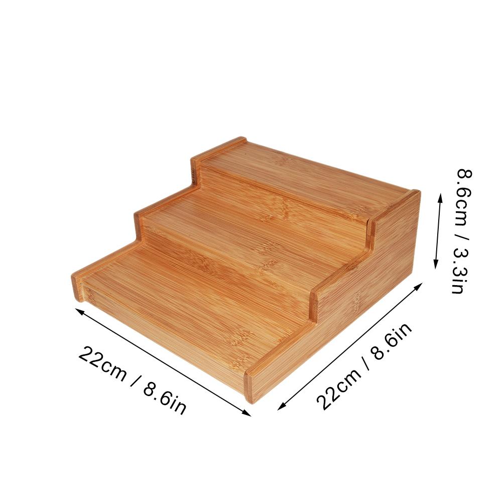 Ράφι Μπαμπού για Μπαχαρικά Βάση Επίδειξης Οργανωτής Ντουλαπιού Κουζίνας Βάζα με Ετικέτες Ράφι Πάγκου