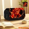 Pixel Flame for Man 2D Printed Double-Layer Flip-Top Black Pencil Case - Essential Back-to-School Pencil Box, Daily Multi-Functional Makeup Bag, Large