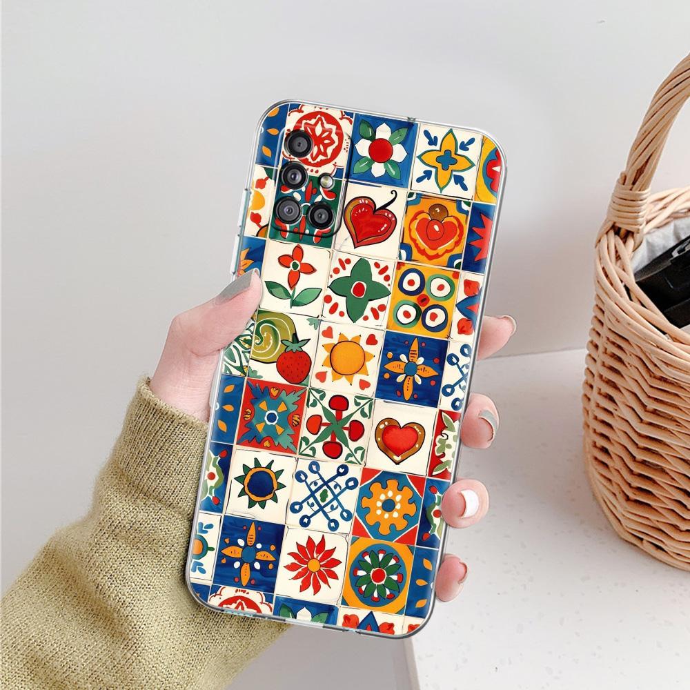 Phone Case For Samsung A15 A13 A35 A55 A51 A71 A41 A31 A21S A05 A17 A23 A25 A33 A53 A73 5G A07 4G Cover Vintage Stamp Puzzle
