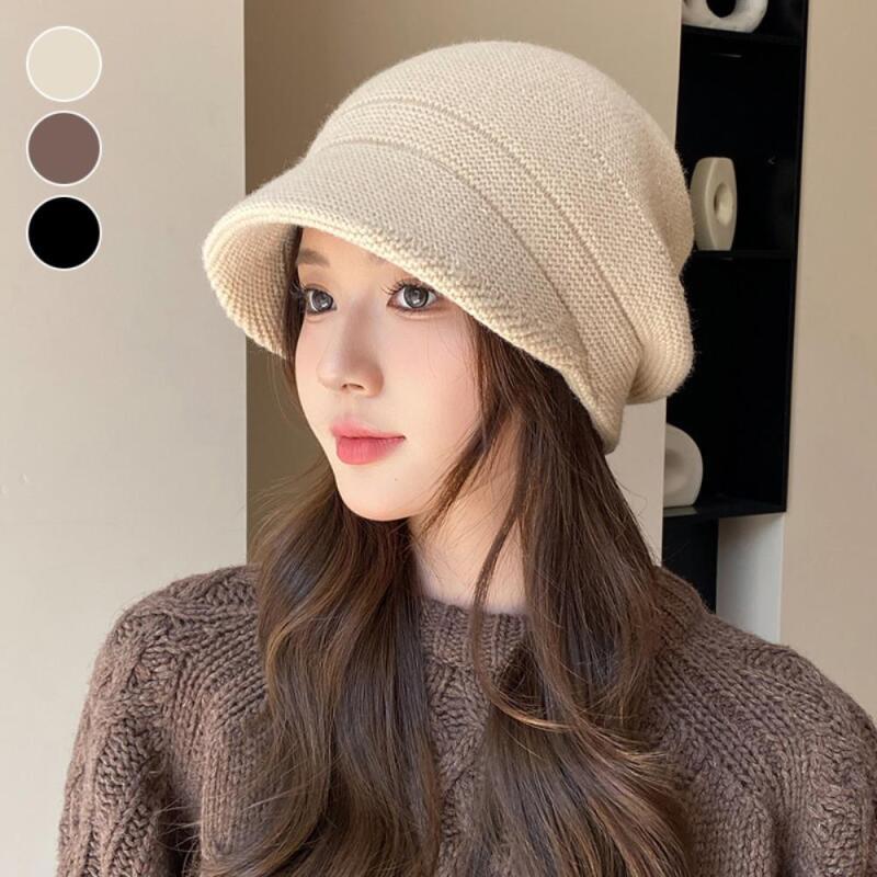Women s Daily Knitted Plain Bucket Hat Beanie C8689_Black