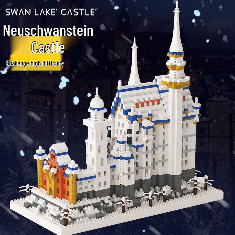 

Замок Лебединое озеро в снегу Микроблоки - Архитектурная модель высокой сложности, игрушка для детей