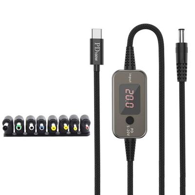 Кабель для быстрой зарядки PD100W USB C - DC5521 5V 9V 12V 15V 20V 5A с регулируемым напряжением и несколькими адаптерами