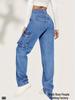 2025 Women's Retro Mid-Waist Multi-Pocket Cargo Jeans - Casual Straight-Leg Hot Girl Style