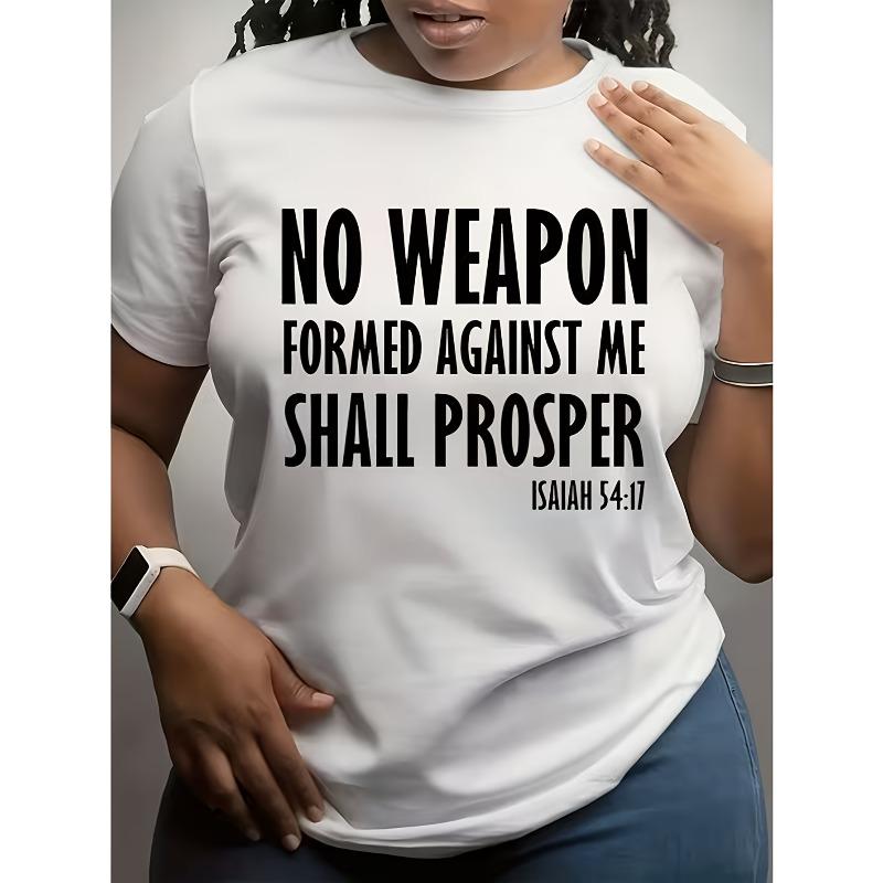 

Women s Isaiah 54:17 Verse Print T-Shirt Casual Crew Neck Short Sleeve Holiday Gift Top S белый