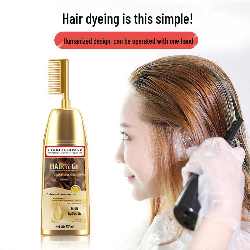 Genuine Floral Essential Oil Hair Dye Cream for Natural Black, Perfect for Elderly, Covers Gray Hair
