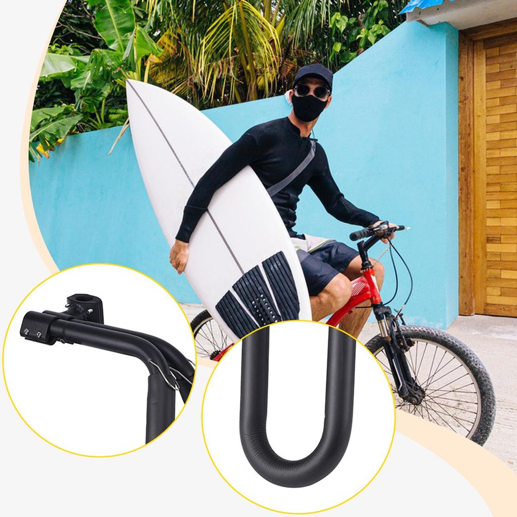 Outdoor Sports Bike Surfboard Rack Aluminum Black Rust Resistant Bracket for Surfing Beach Riders