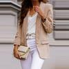 Women Autumn Blazer Solid Color Pockets OL Style Cardigan Formal Long Sleeves Lady Suit Coat Female Clothes