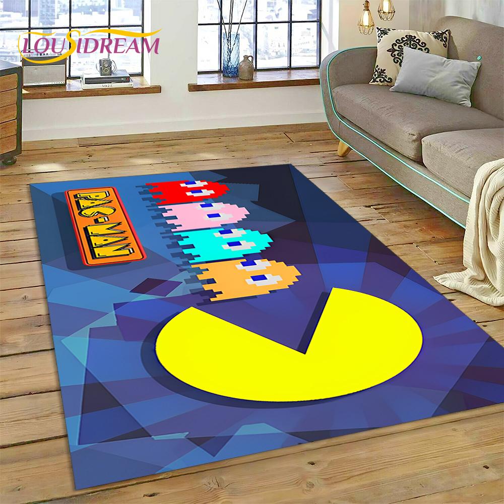 3D Retro Pakkuman Classics Game Carpet Rug for Bedroom Living Room Home Sofa Decoration,Children Game Large Decor Floor Mat Gift