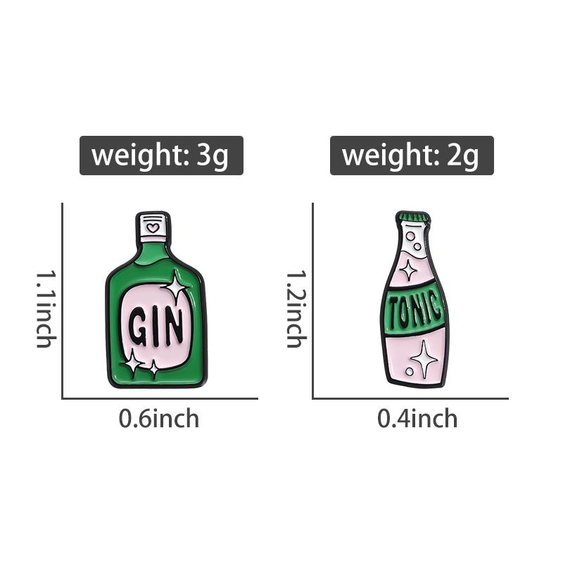 Wine Bottle Enamel Pins Custom GIN TONIC Brooches Lapel Badges Cartoon Funny Jewelry Gift for Friends
