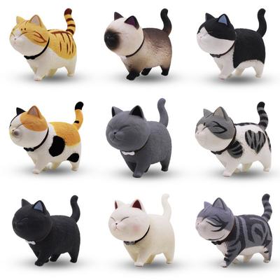 9 Pcs/Set Cute Doll Cat Sculpture Decoration Head Rotatable Doll Cat Toy Desktop Decoration Ornaments