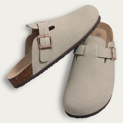 Comwarm Fashion Men Clogs Slippers Women Classic Cork Footbed Suede Mules Cozy Potato Shoes With Arch Support Men Beach Slippers