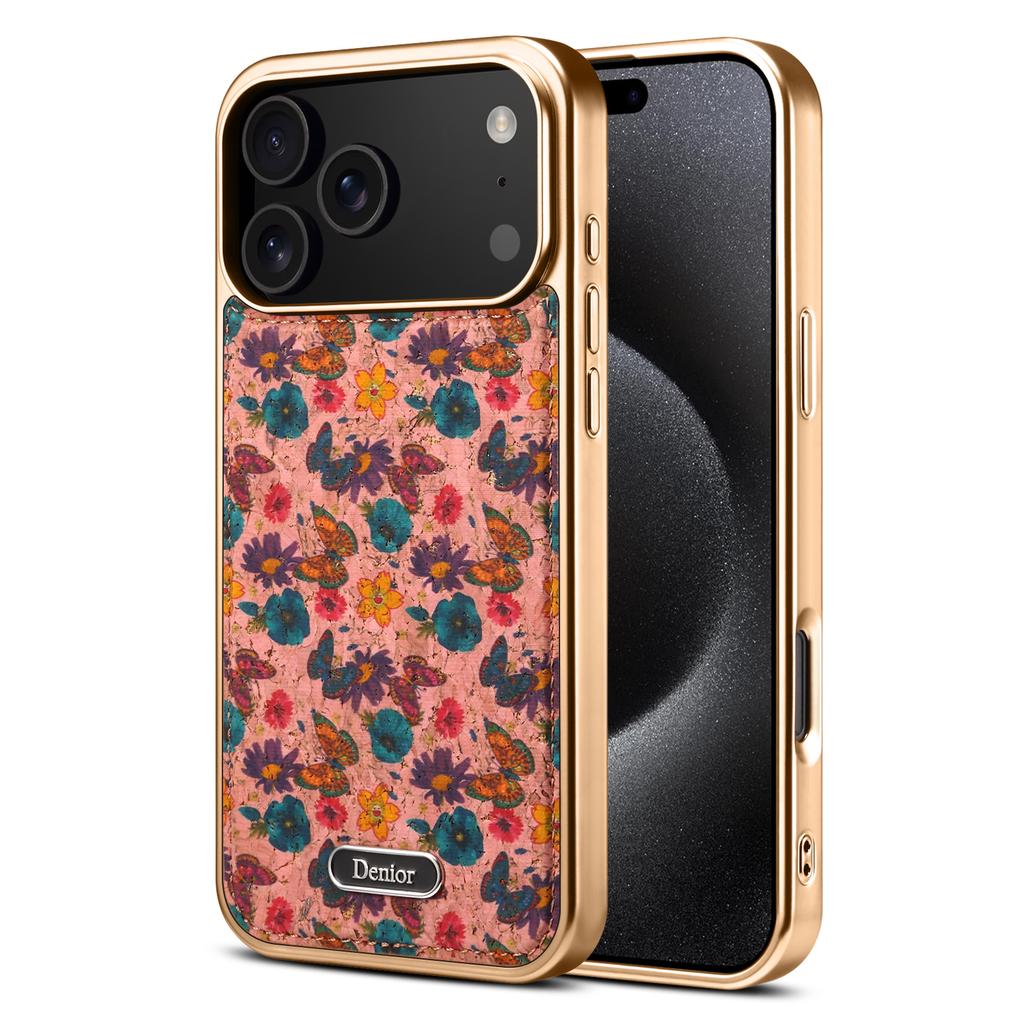 DENIOR A24 For iPhone 17 Pro Case Compatible with MagSafe Flower Leather PC TPU Phone Cover with Detachable Back Panel