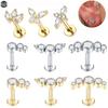 1Pc G23 Titanium Ear Tragus Earring Stud Internally Threaded CZ Crystal Labret Ring Cartilage Helix Piercing Body Jewelry 16G