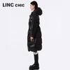 Jin Yujie Women's Celebrity Style Long Hooded Down Puffer Jacket
