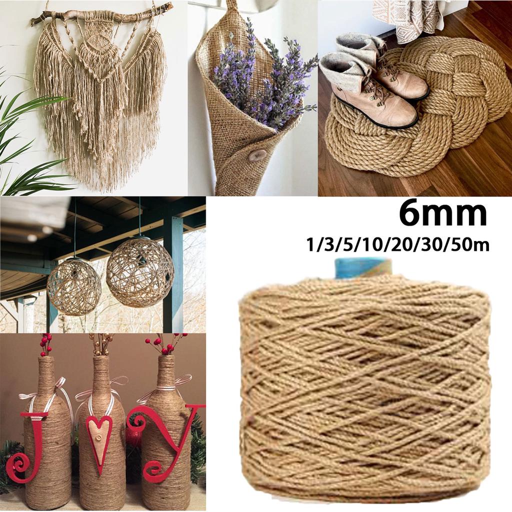 12mm 100/% Natural Pure Jute Rope 3 Strand Braided Twisted Cord Twine Sash New