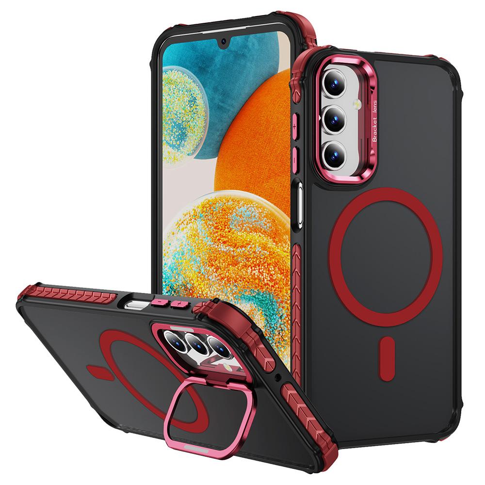 For Samsung Galaxy S24+ Case with Lens Kickstand Matte Back Cover Compatible with MagSafe
