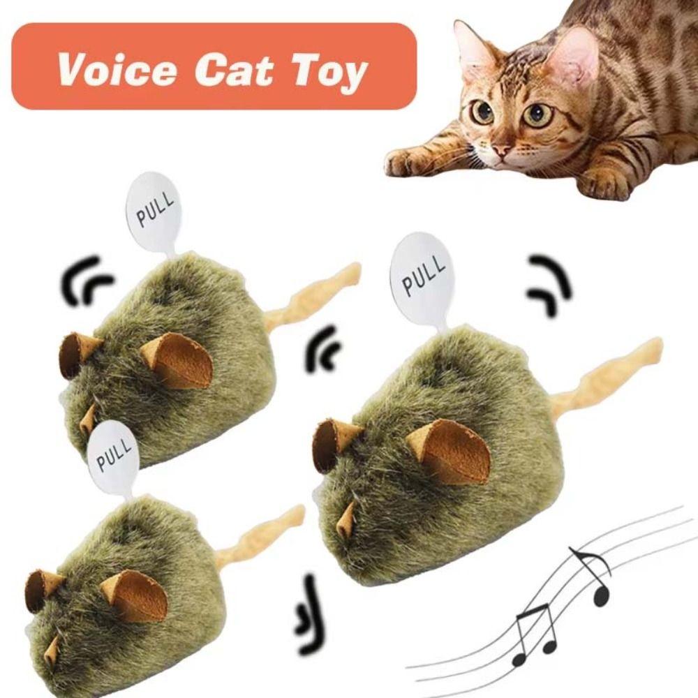 Funny Simulation Mouse Cat Toy Bite Resistance Relieve Boredom Interactive Cat Toy Soft Automatic Chirping Mouse Cat