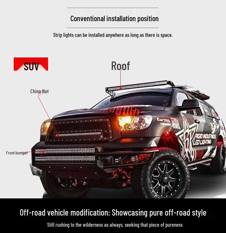 Super Bright LED Mesh Spotlight - Waterproof Car & Truck Roof/Bumper Light, 12V/24V Off-Road Modification