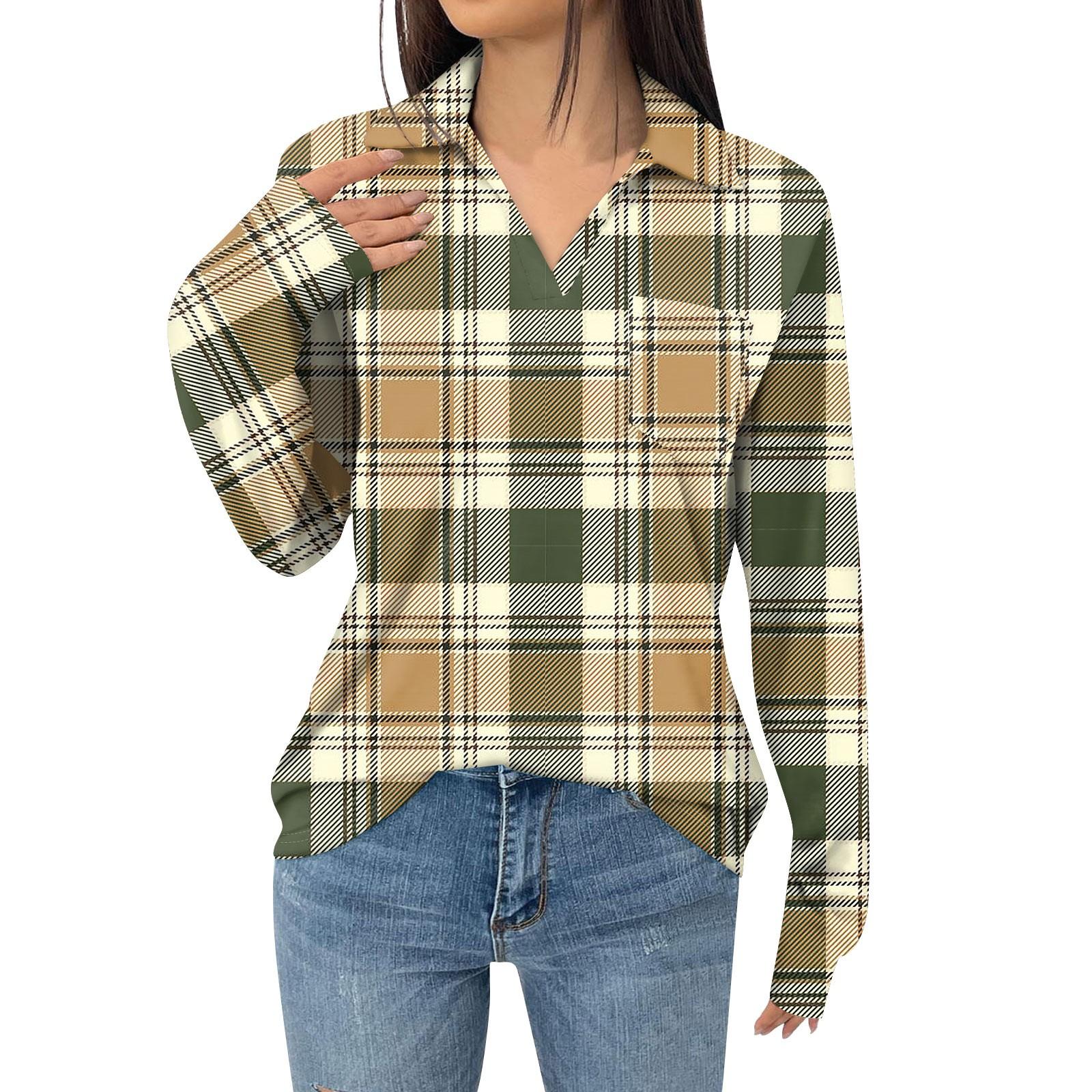 

Женская модная футболка с длинным рукавом и карманом, свободная, с принтом в клетку L армия зеленый