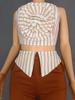 European-American Design Women's Striped Floral Tube Top & Straight-Leg Pants Set