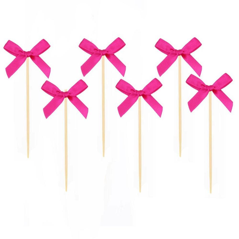 

10pcs Set Multicolor Bowknot Party Cake Decorations Romance Charm Stylish Design Bow Cupcake Toppers Coquette Style рожевий червоний колір