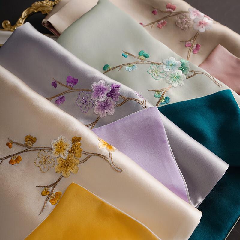 Hang Sifu Suzhou Embroidered 100% Mulberry Silk Scarf Shawl