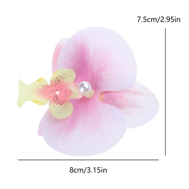Set of 2 French Floral Hair Grip Pink Orchids Flower Hairpin Stylish Hair Grips for Girl Sweet Side Barrettes Jewelry