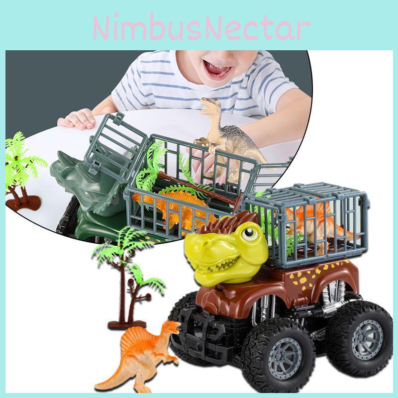 Sensory Engaging Dinosaur Truck Toy Set With Triceratops And Tyrannosaurus Figure
