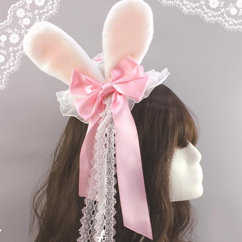 Punk Rose Flower Lace Hat with Hair Clip Anime Headwear For Women Music Festival And Everyday Hairstyles Halloween Props
