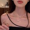 Collier de perles élégant à double couche: Chaîne en argent polyvalente haut de gamme au style de célébrité