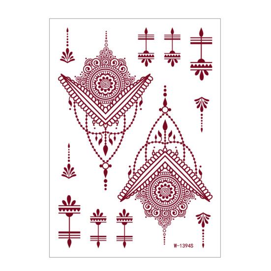 Nostalgie Red Henna Tattoo Kit, Waterproof Tattoos Stickers, Temporary Stickers for Women Wedding Party Festival Decorations