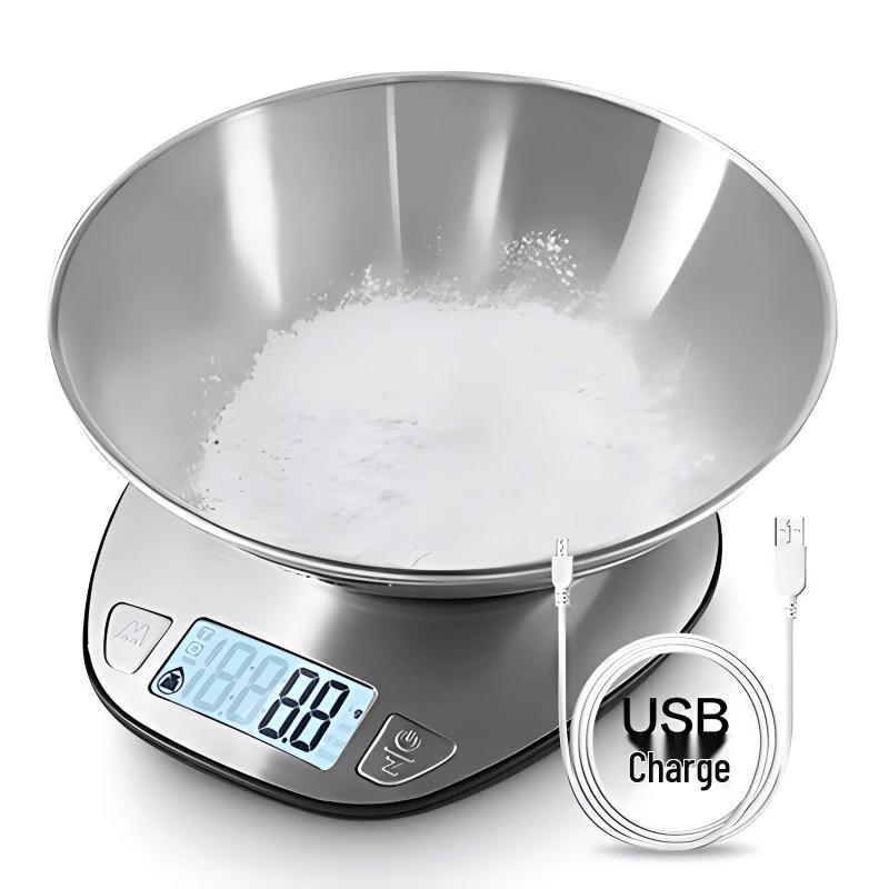 WS Stainless Steel Digital Kitchen Scale with Bowl