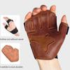 1 Pair Cowhide Ventilated Gym Wristband Four-finger Fitness Workout Gloves  Deadlift