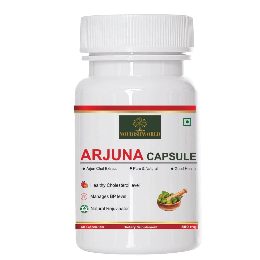 

Nourishworld Arjuna Capsules 500mg Capsules Arjun Chal Extract | 60 Capsules 100gm 0.2lbs