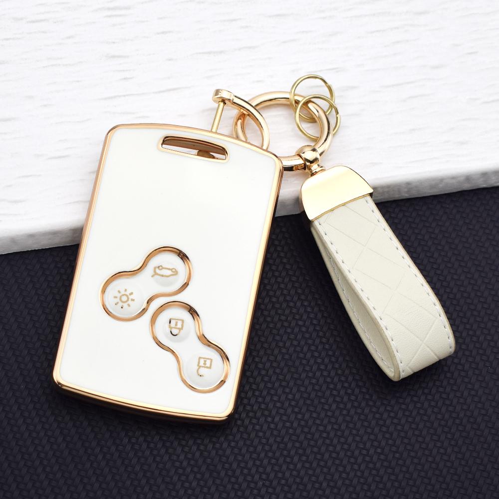 Car Key Case for Renault Clio Duster Sandero Captur Megane 2/3 Koleos - Anti-Scratch Protective Fob Premium TPU  Cover Key Chain