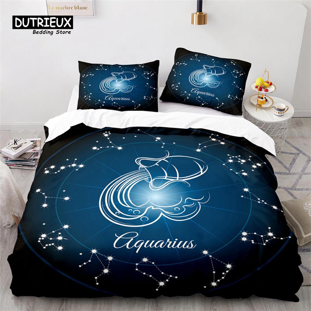 Twelve Constellation Bedding Set For Kids Child Girls Boys 3D Print Cancer Duvet Cover Mystery Galaxy Comforter Cover Pillowcase