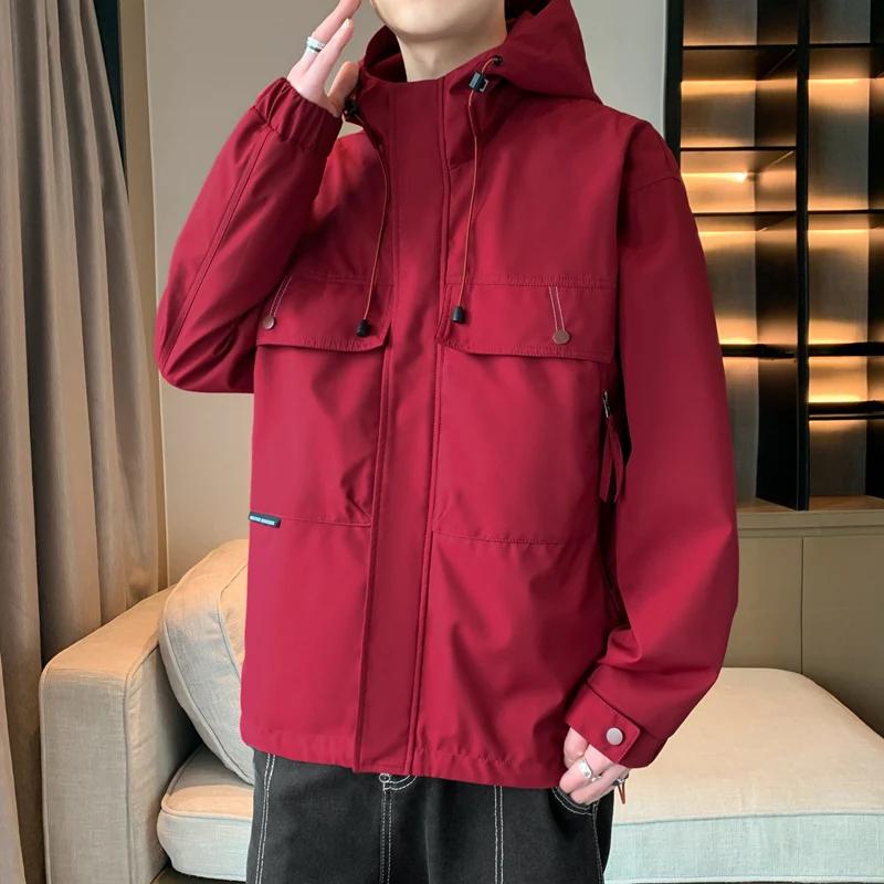 2026 Spring Autumn Men Hooded Jackets Men Casual Coats Man High Street Multi-Pocket Jacket Unisex Outerwear