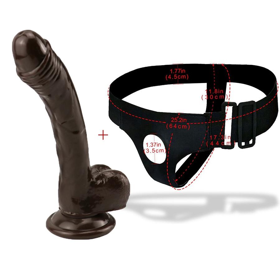 Postroj Dámské Kalhotky Realistické Dildo na penis Napínací řemínek na penis Dildo s přísavkou Dildo Opasek Postroj Sexuální hračky pro lesbičky