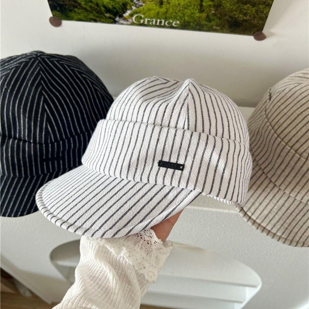 Versatile Striped Peaked Caps Korean Newsboy Hats Vintage Strip Baseball Cap  Female