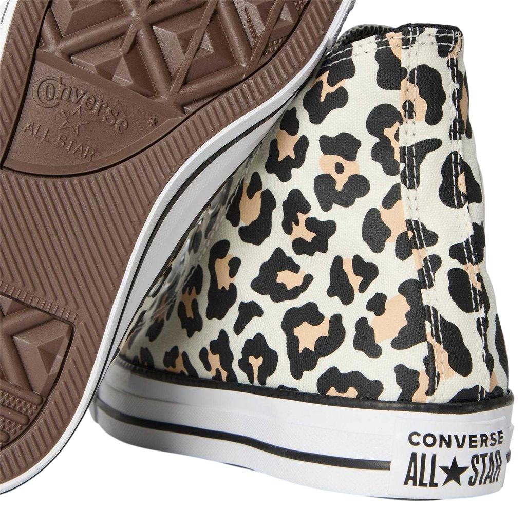 Converse Damen Klassische High-Top-Sneaker mit Leopardenmuster, flach
