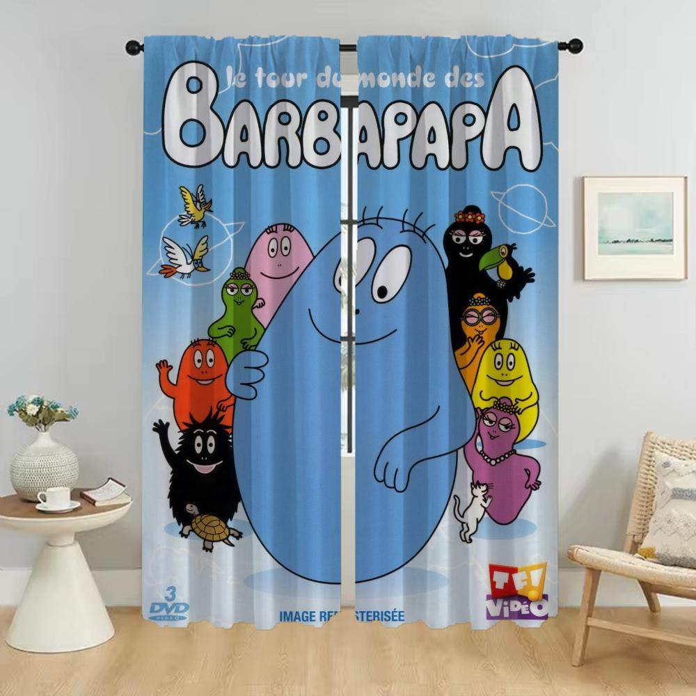 Les Barbapapas Home Interior Curtains for Living Room Curtain Shades Halloween Decoration Tulle for Bedroom Curtains 2 Pieces