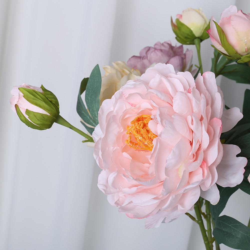 2 Head Artificial Peony Bouquet High Quality Long Stem Silk Fake Flowers Rose Pink For Bride Wedding Birthday Home Decors Bulk